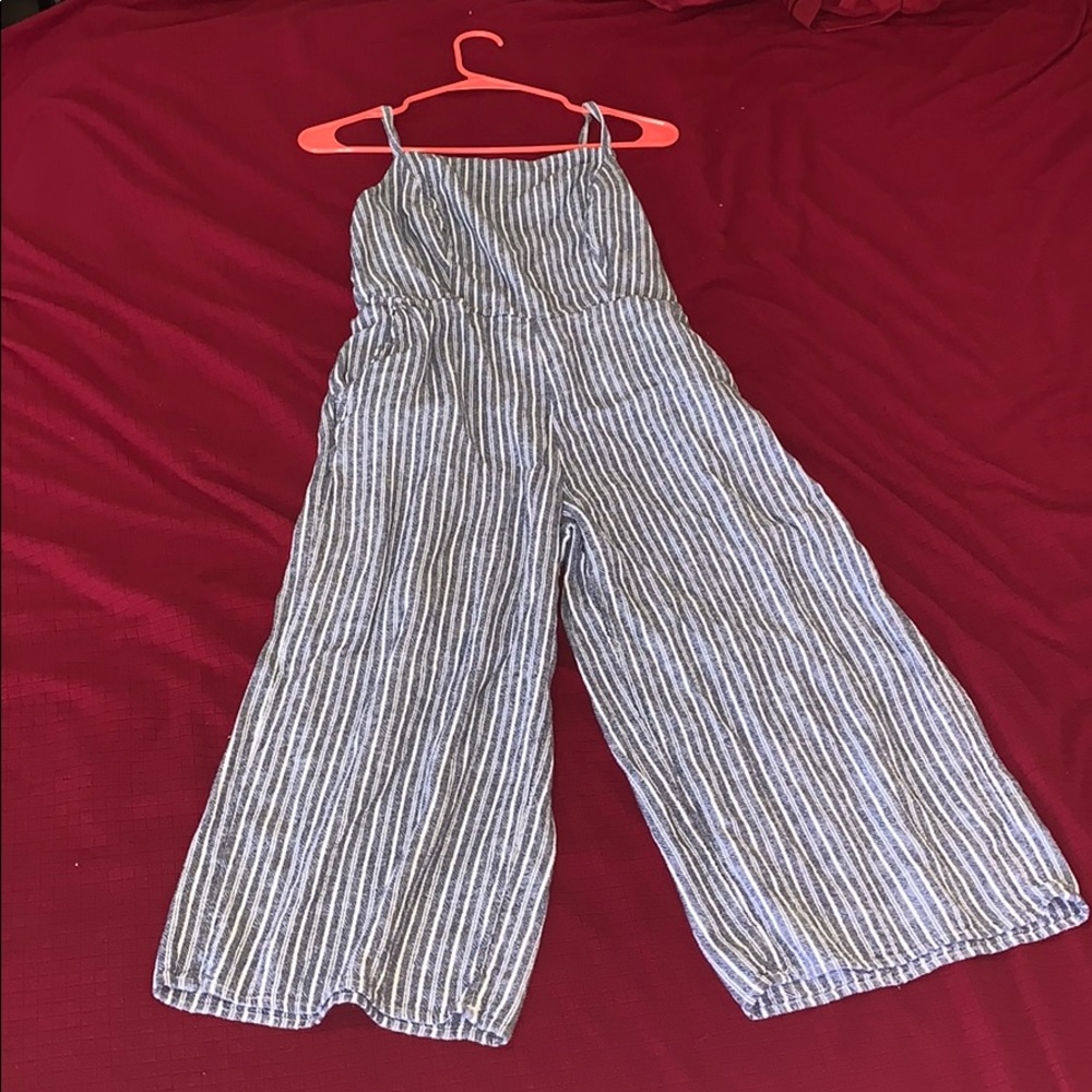 Linen-blend sleeveless cropped jumpsuit